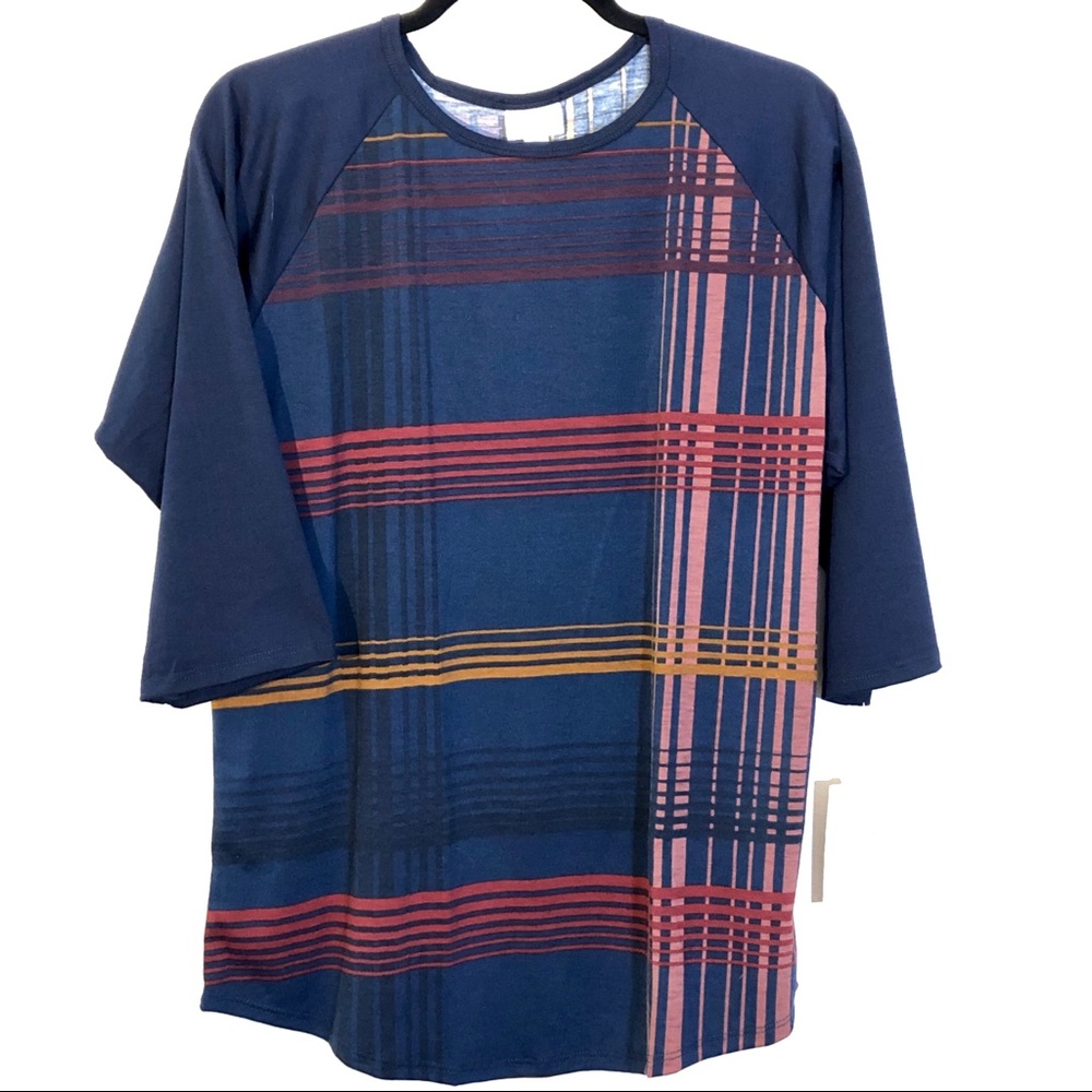 Navy Plaid Randy Raglan Tee—Size XL—NWT